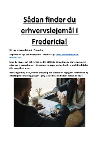 Find nemt erhvervslejemÃ¥l i Fredericia