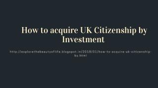 How to acquire UK Citizenship by Investment?