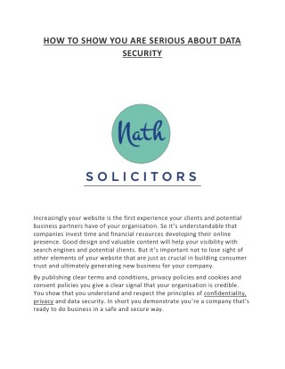 HOW TO SHOW YOU ARE SERIOUS ABOUT DATA SECURITY