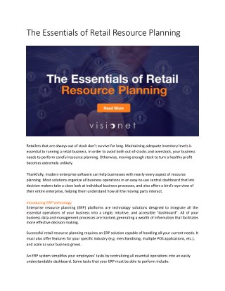 The Essentials of Retail Resource Planning