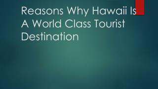 Reasons Why Hawaii Is A World Class Tourist Destination