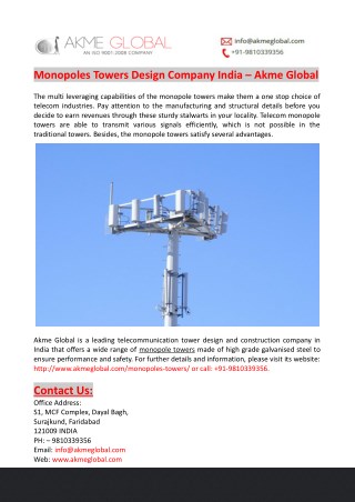 Monopoles Towers Design Company India â€“ Akme Global