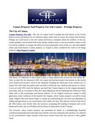 Cannes Property And Property For Sale Cannes - Prestige Property