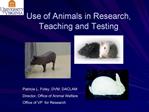 Use of Animals in Research, Teaching and Testing