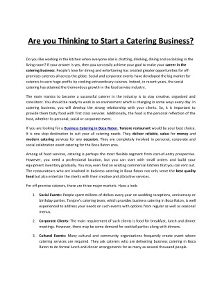 Are you Thinking to Start a Catering Business?