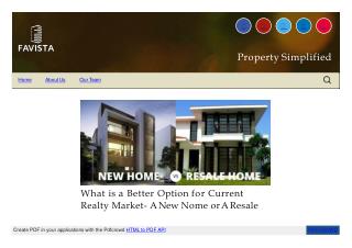 What is a Better Option for Current Realty Market- A New Nome or A Resale Home?