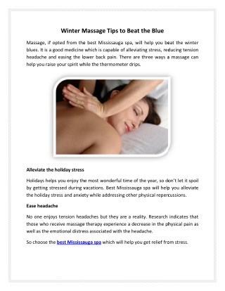 Winter Massage Tips to Beat the Blue