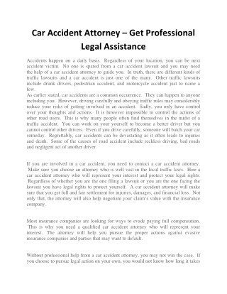 Car Accident Attorney â€“ Get Professional Legal Assistance