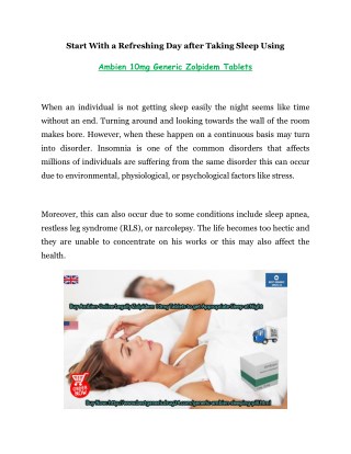 Buy Ambien 10mg Online Legally Generic Zolpidem to have peaceful Nights