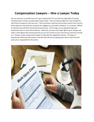 Compensation Lawyers â€“ Hire a Lawyer Today