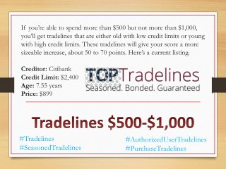 Tradelines $500-$1,000