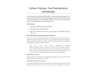 Python Training - Online Certification Course