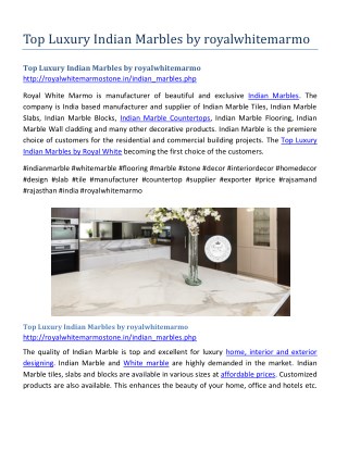 Top Luxury Indian Marbles by royalwhitemarmo