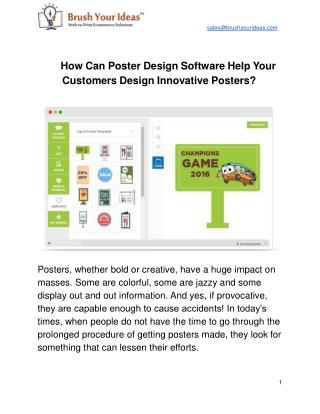 How Can Poster Design Software Help Your Customers Design Innovative Posters?