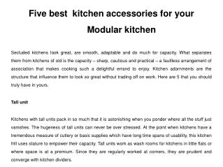 Five best kitchen accessories for your Modular kitchen