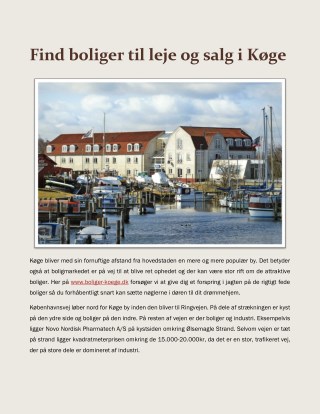 Find boliger til leje og salg i KÃ¸ge