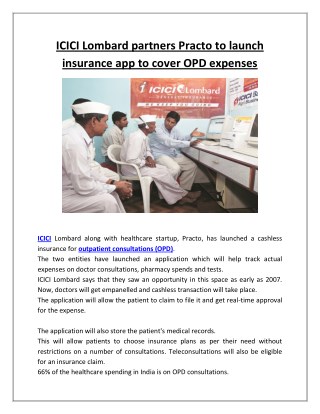 ICICI Lombard partners Practo to launch insurance app to cover OPD expenses