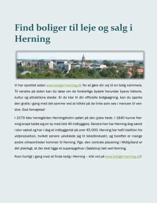 Find boliger til leje og salg i Herning