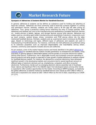 Adhesives & Sealants Market for Handheld Devices report analysis 2023