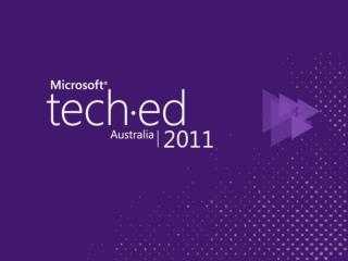 TechEd Backstage 2011 www.techedbackstage.net