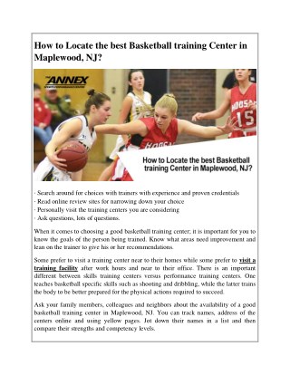 How to Locate the best Basketball training Center in Maplewood, NJ?