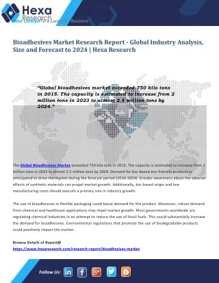 Worldwide Bioadhesives Industry Research Report