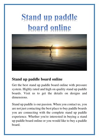 stand up paddle board online