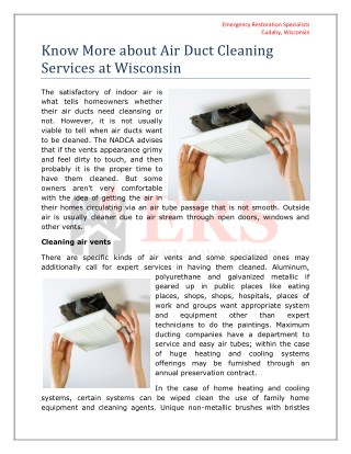 Air Duct Cleaning Services at Wisconsin