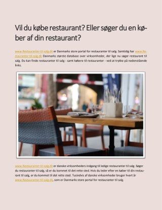 Vil du kÃ¸be restaurant? Eller sÃ¸ger du en kÃ¸ber af din restaurant?