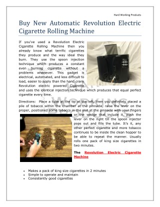 Buy Revolution Electric Cigarette Rolling Machine