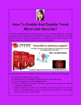 How To Enable And Disable Trend Micro Usb Security?