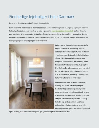 Find ledige lejeboliger i hele Danmark