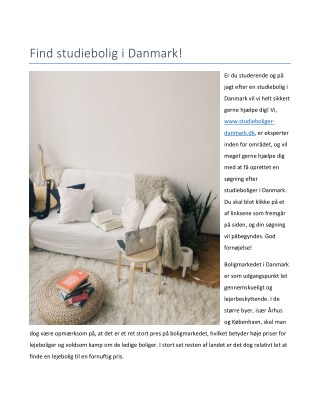 Find studiebolig i Danmark!