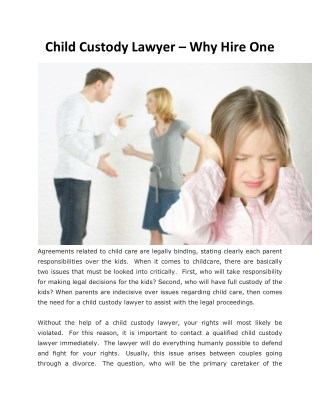 Child Custody Lawyer â€“ Why Hire One