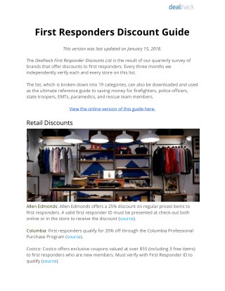 First Responders Discount Guide