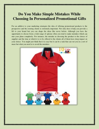 Do You Make Simple Mistakes While Choosing In Personalized Promotional Gifts