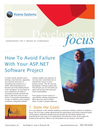 How To Avoid Failure With Your ASP.NET Software Project?