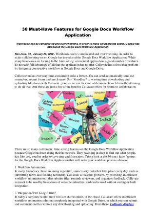 30 Must-Have Features for Google Docs Workflow Application