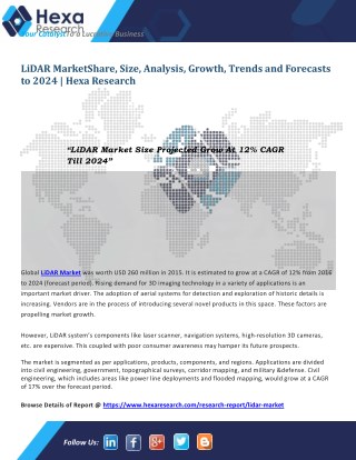 LiDAR (Light Detection and Ranging) - Technologies for the Future