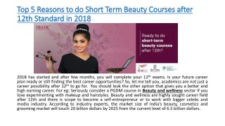 Top 5 Short-Term Beauty Courses after 12th Standard in 2018