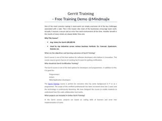 Gerrit Training - Online Certification Course