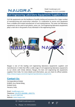 Civil Engineering Lab Equipments Suppliers