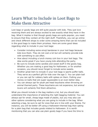Learn What to Include in Loot Bags to Make them Attractive