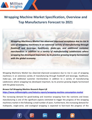 Wrapping Machine Market Specification, Overview and Top Manufacturers Forecast to 2021