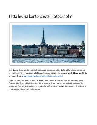 Hitta lediga kontorshotell i Stockholm