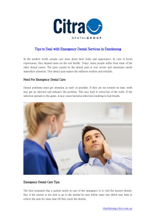 Tips to Deal with Emergency Dental Services in Dandenong