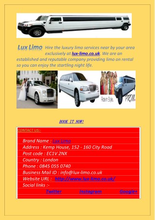 Birmingham Limo Hire at Best Price: Lux-limo.co.uk