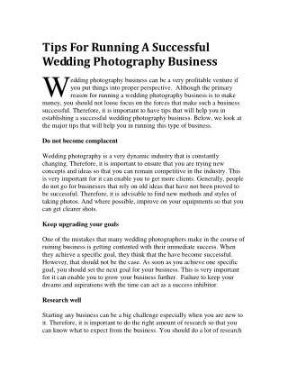 Tips For Running A Successful Wedding Photography Business