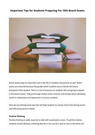 Important Tips for Students Preparing For 10th Board Exams