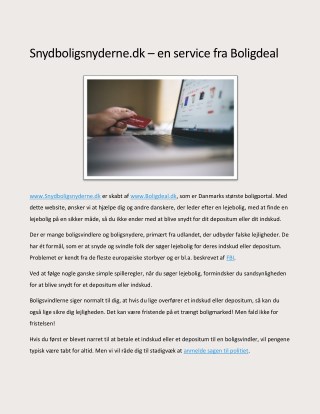 Snydboligsnyderne.dk â€“ en service fra Boligdeal